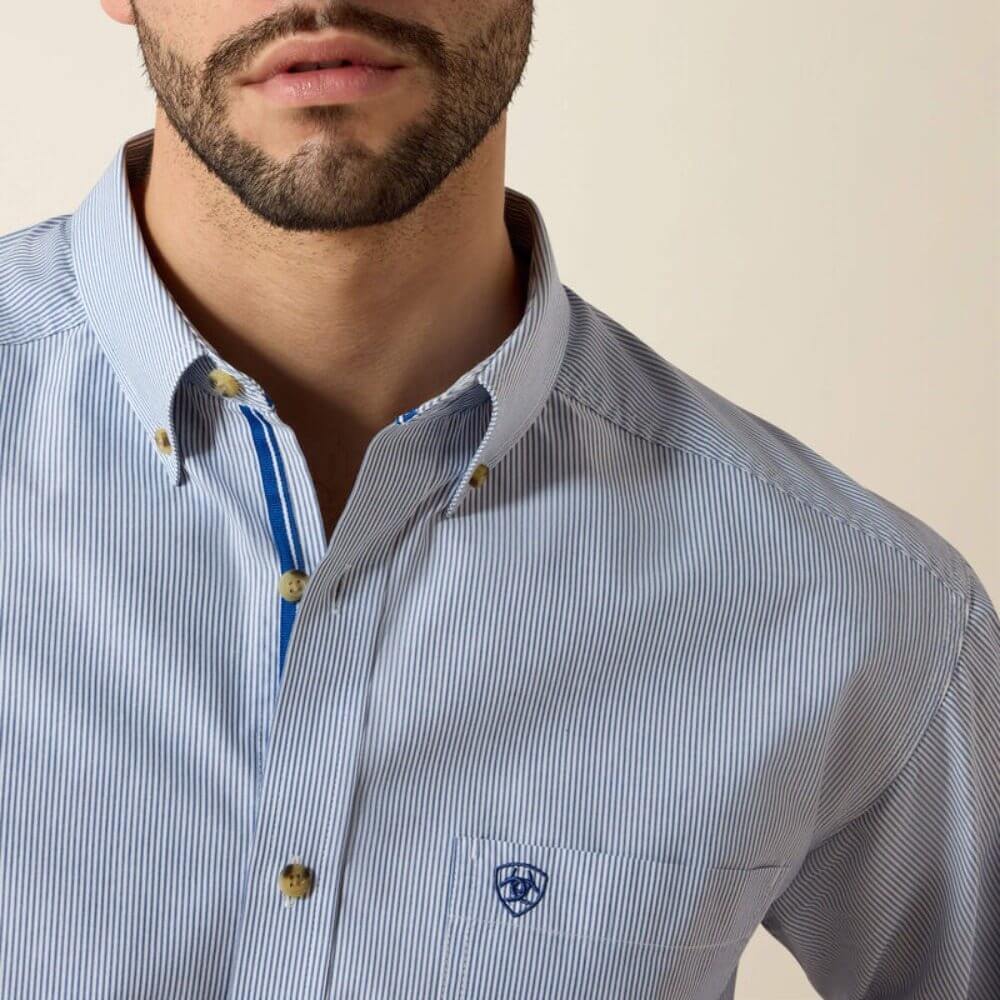 Ariat Mens Pro Series Dayne Mini Stripe Shirt True blue - 10023597 - Image 4