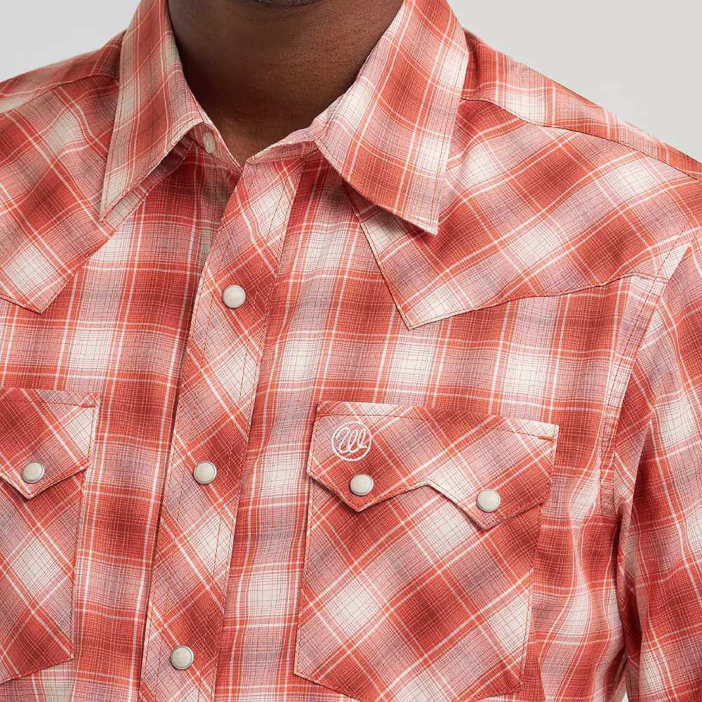 Wrangler Mens Retro® Sawtooth Pocket Western Snap Shirt Burnt Orange - 112374755 - Image 3
